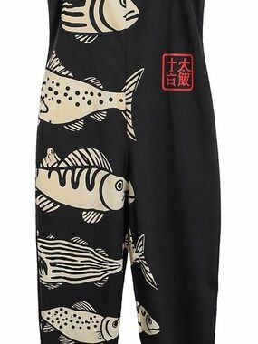 Statement Fish Print Jumpsuit | Black & White | SIZE XL (FITS LIKE LARGE)